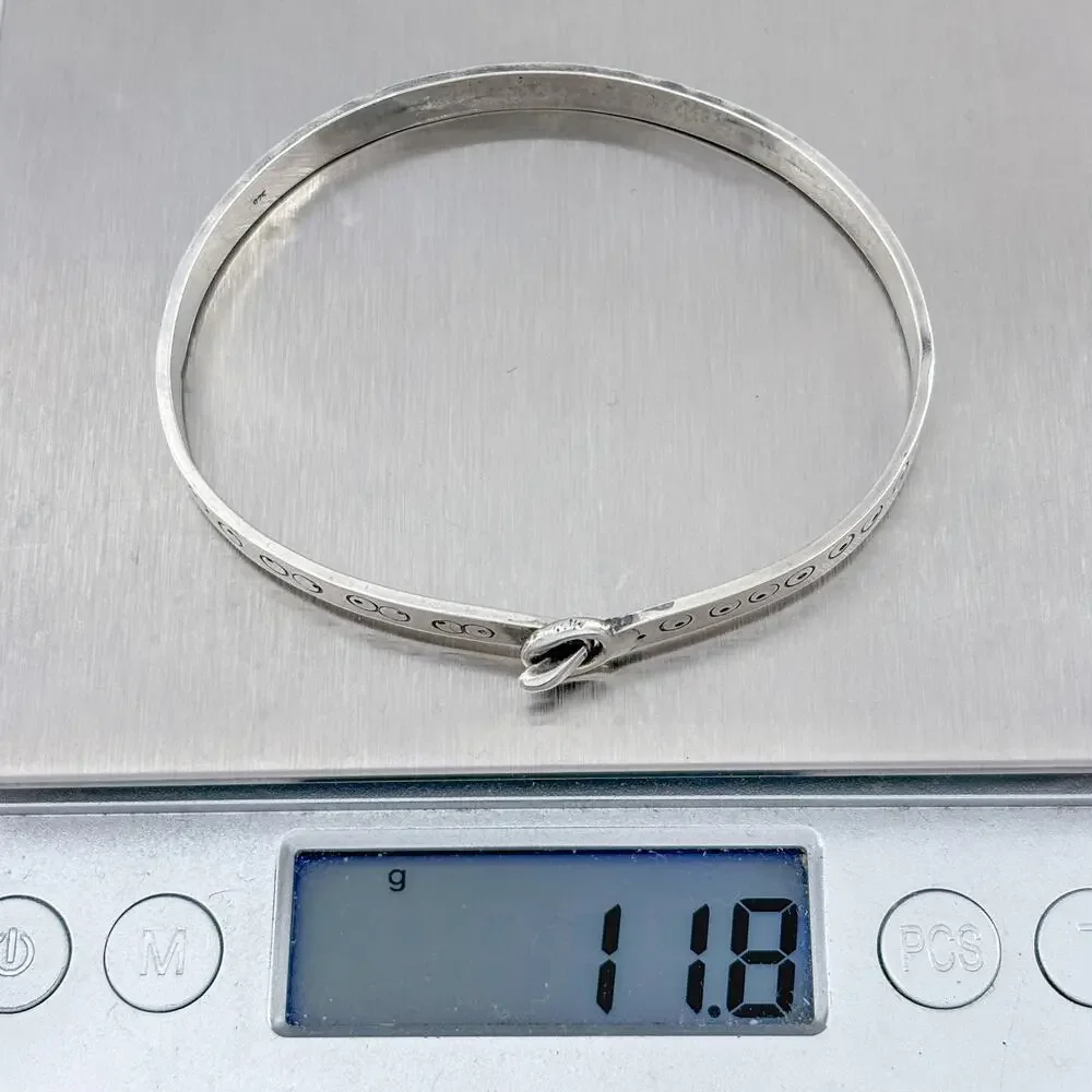 Vintage Sterling Silver 925 Stamped Circle Hook Bracelet 6.75